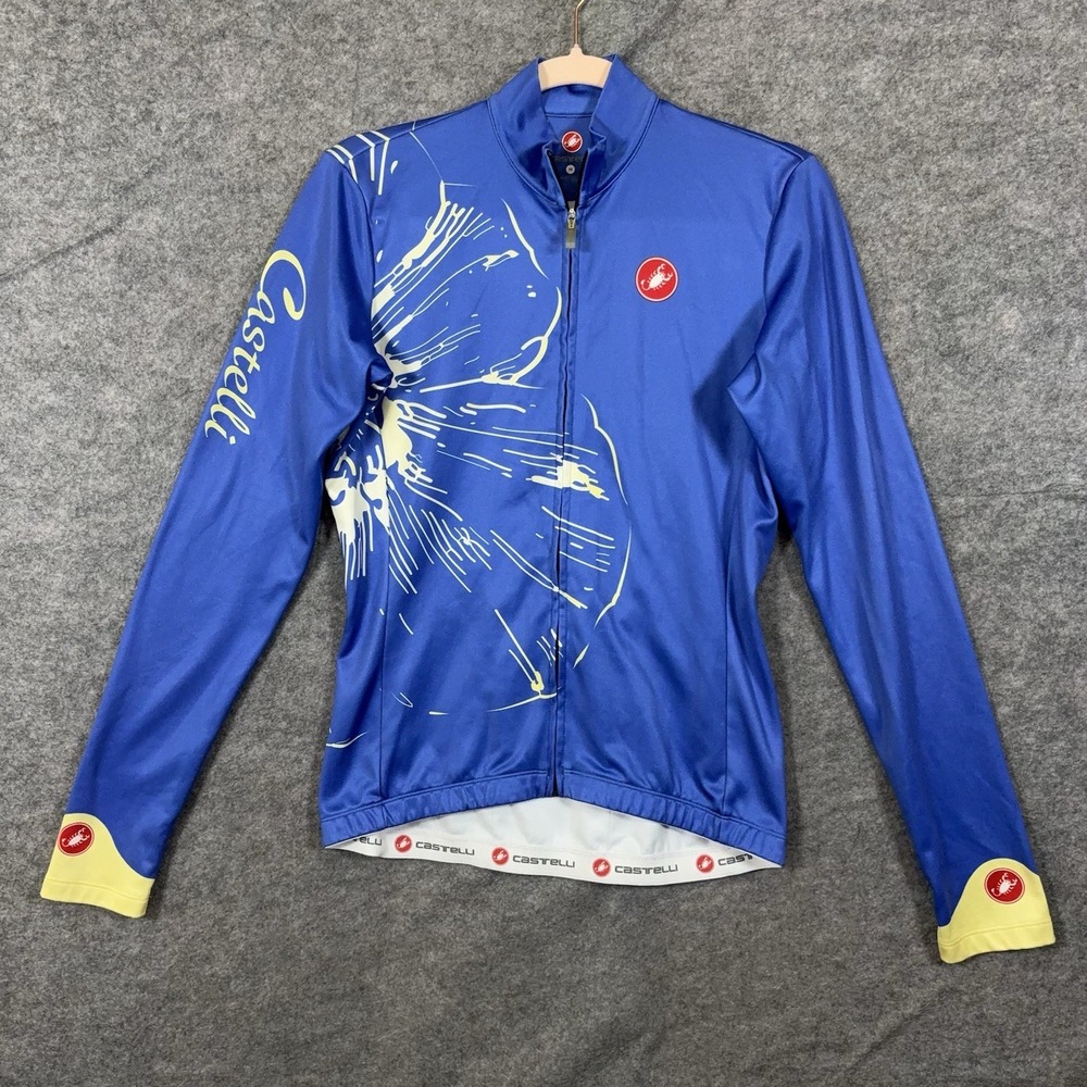 Castelli Fiori Cycling Jersey Womens Sz M Blue Temp Balance Pockets Full Zip